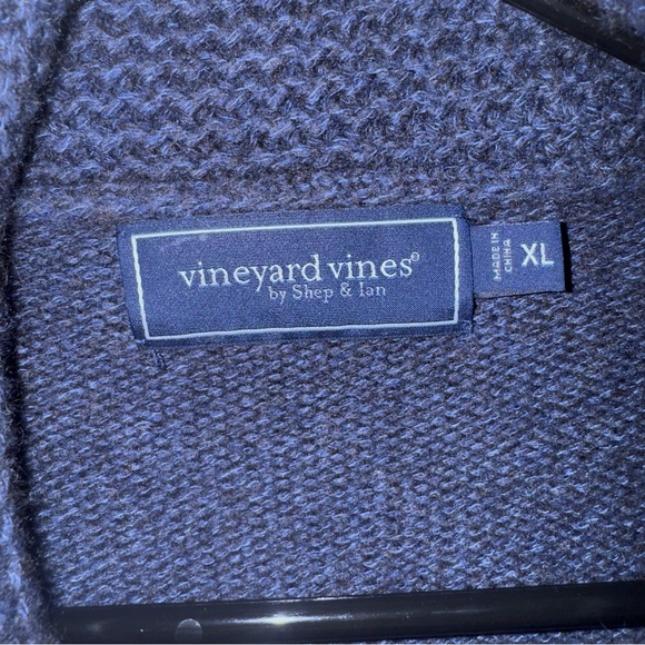 Vineyard Vines Varsity Wool Shawl Cardigan Nautical Navy XL Rope Design Sweater - Picture 10 of 16